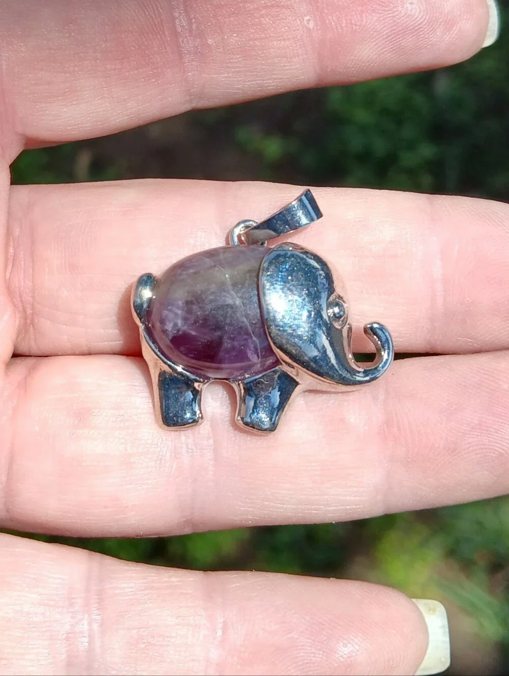 New Amethyst Silver Elephant Pendant.